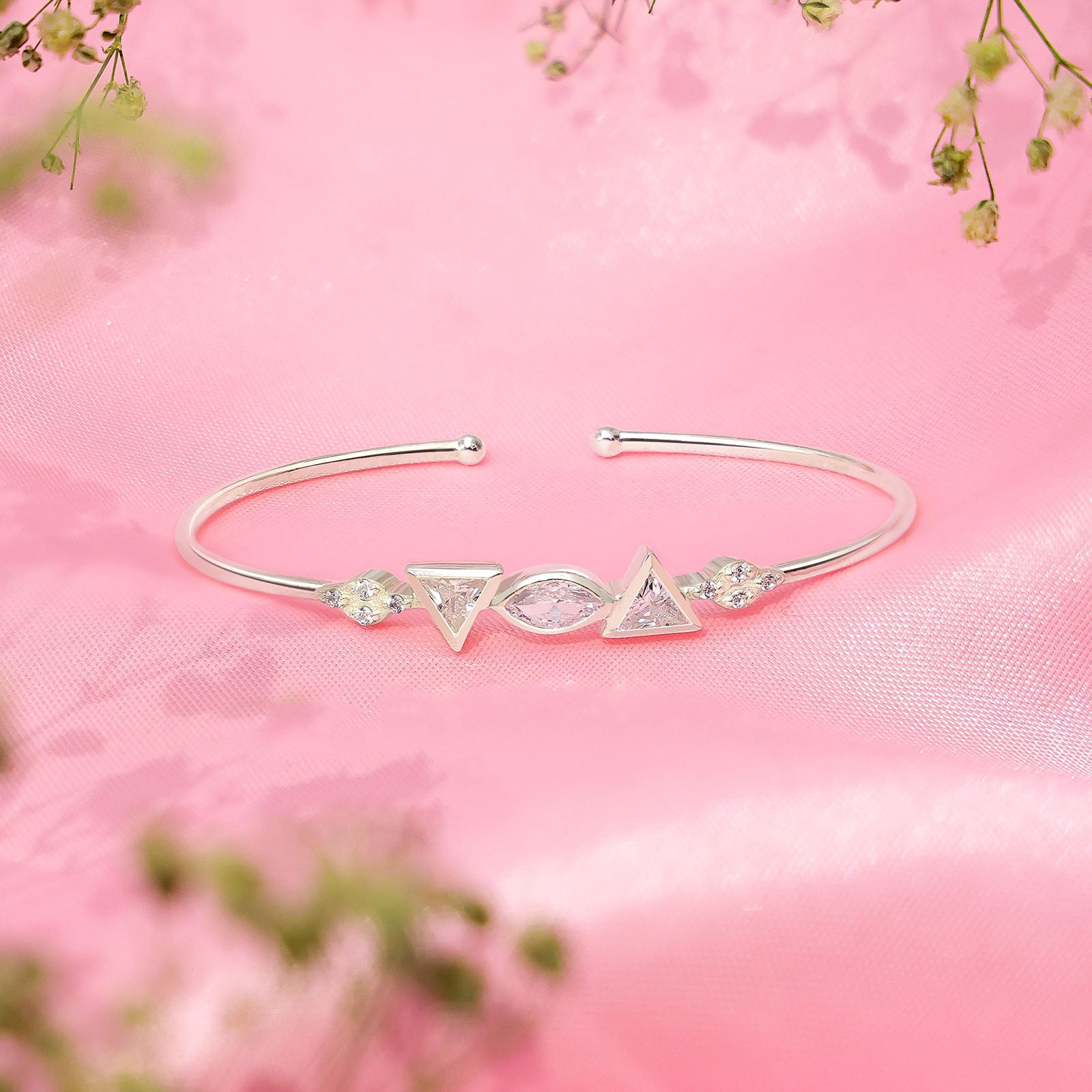 Pure Silver Bracelet for Men & Women - Pure Silver Bracelet – Elegance of Multi Shape CZ Stones