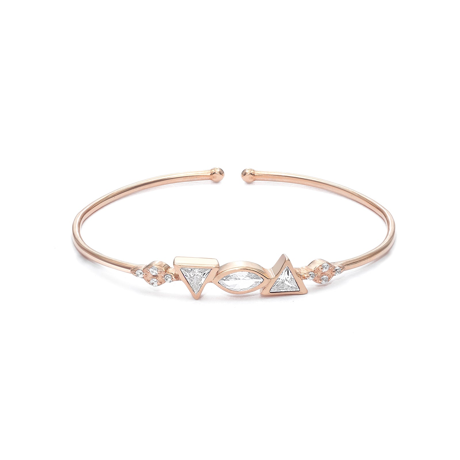 665 - Pure Rose Gold plated Silver Bracelet &#8211; Elegance of Multi Shape CZ Stones