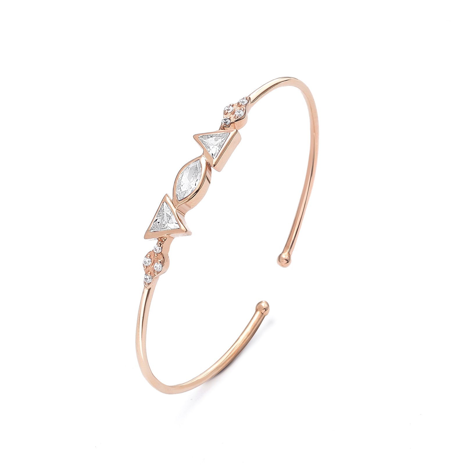 681 - Pure Rose Gold plated Silver Bracelet &#8211; Elegance of Multi Shape CZ Stones