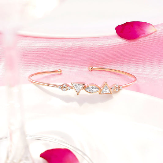 Pure Silver Bracelet for Men &amp; Women - Pure Rose Gold plated Silver Bracelet &#8211; Elegance of Multi Shape CZ Stones