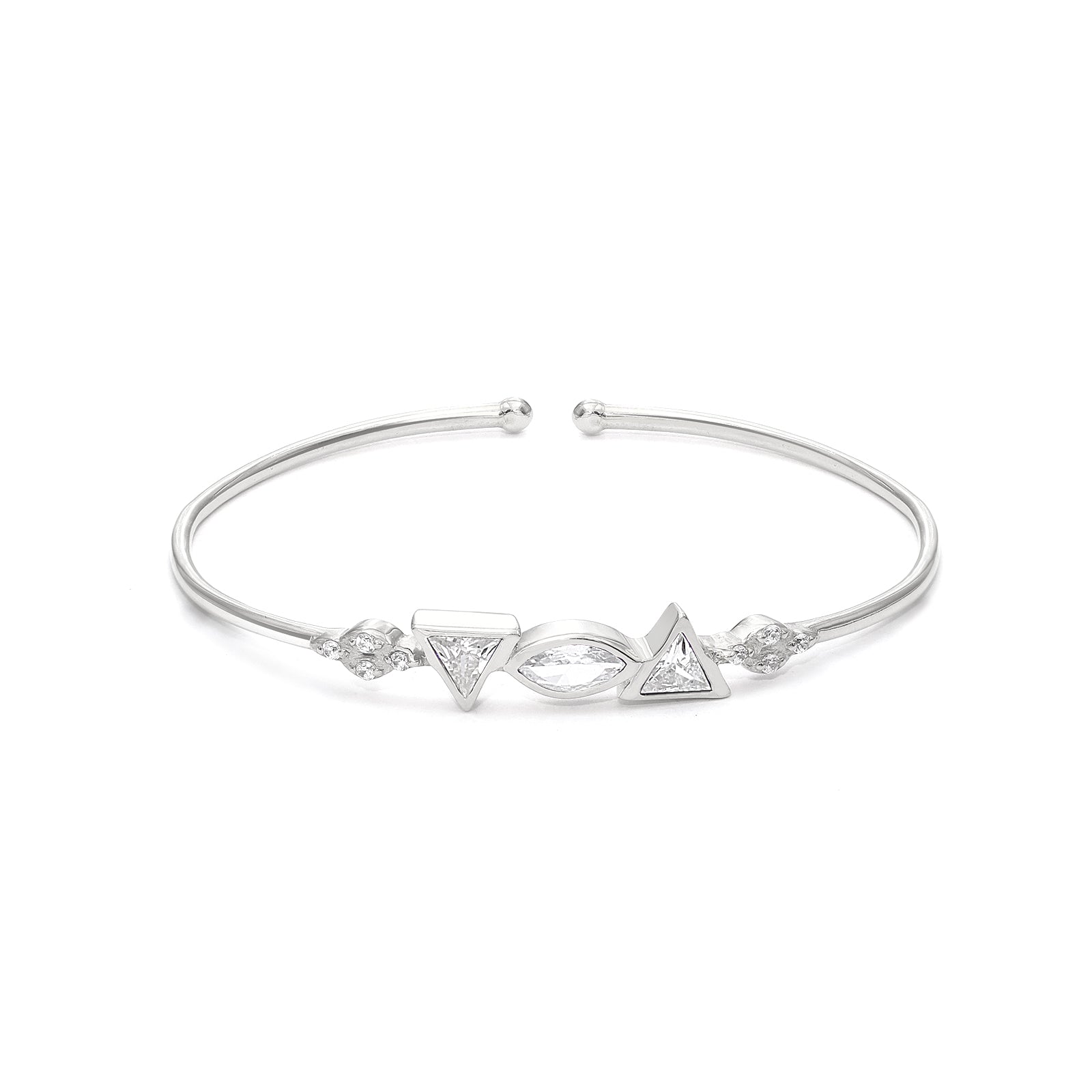 649 - Pure Silver Bracelet &#8211; Elegance of Multi Shape CZ Stones