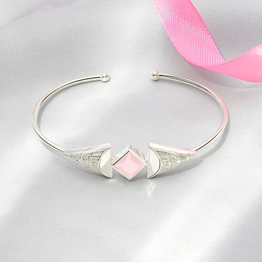 Pure Silver Bracelet for Men &amp; Women - Pure Silver Bracelet &#8211; Enchantment of Pink Opal Dreams