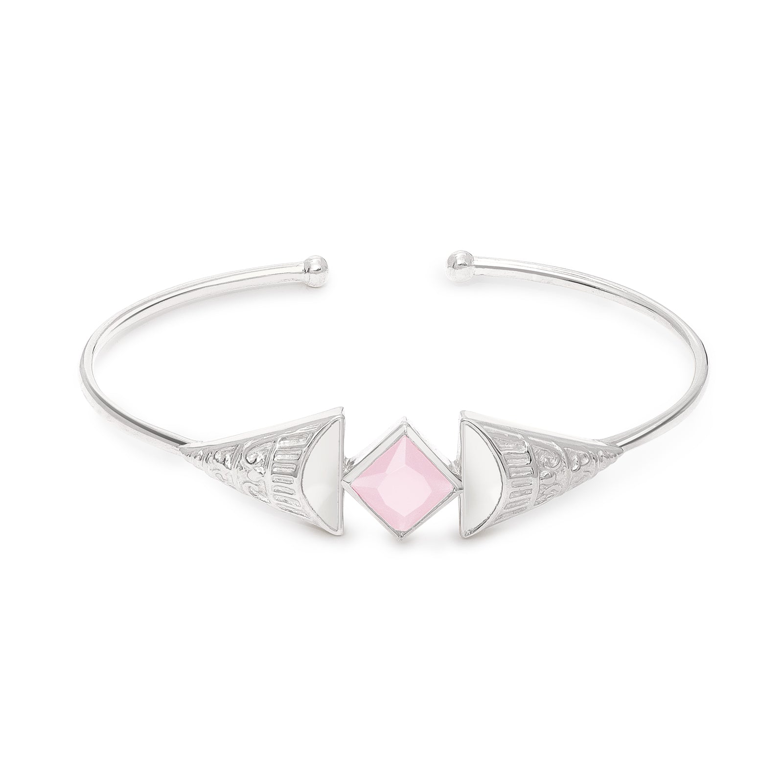 860 - Pure Silver Bracelet &#8211; Enchantment of Pink Opal Dreams