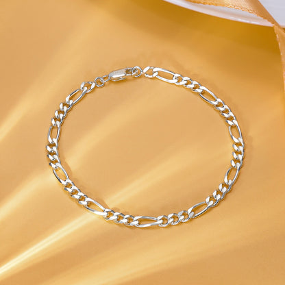 Mens Silver Jewellery - Pure Silver Bracelet &#8211; Figaro Elegant Model For Men