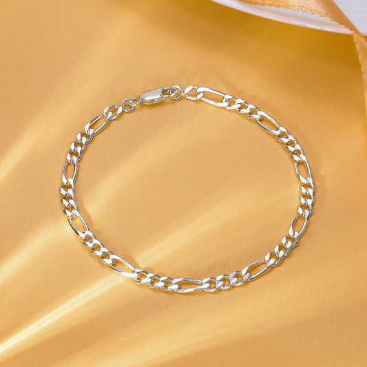 Mens Silver Jewellery - Pure Silver Bracelet &#8211; Figaro Elegant Model For Men