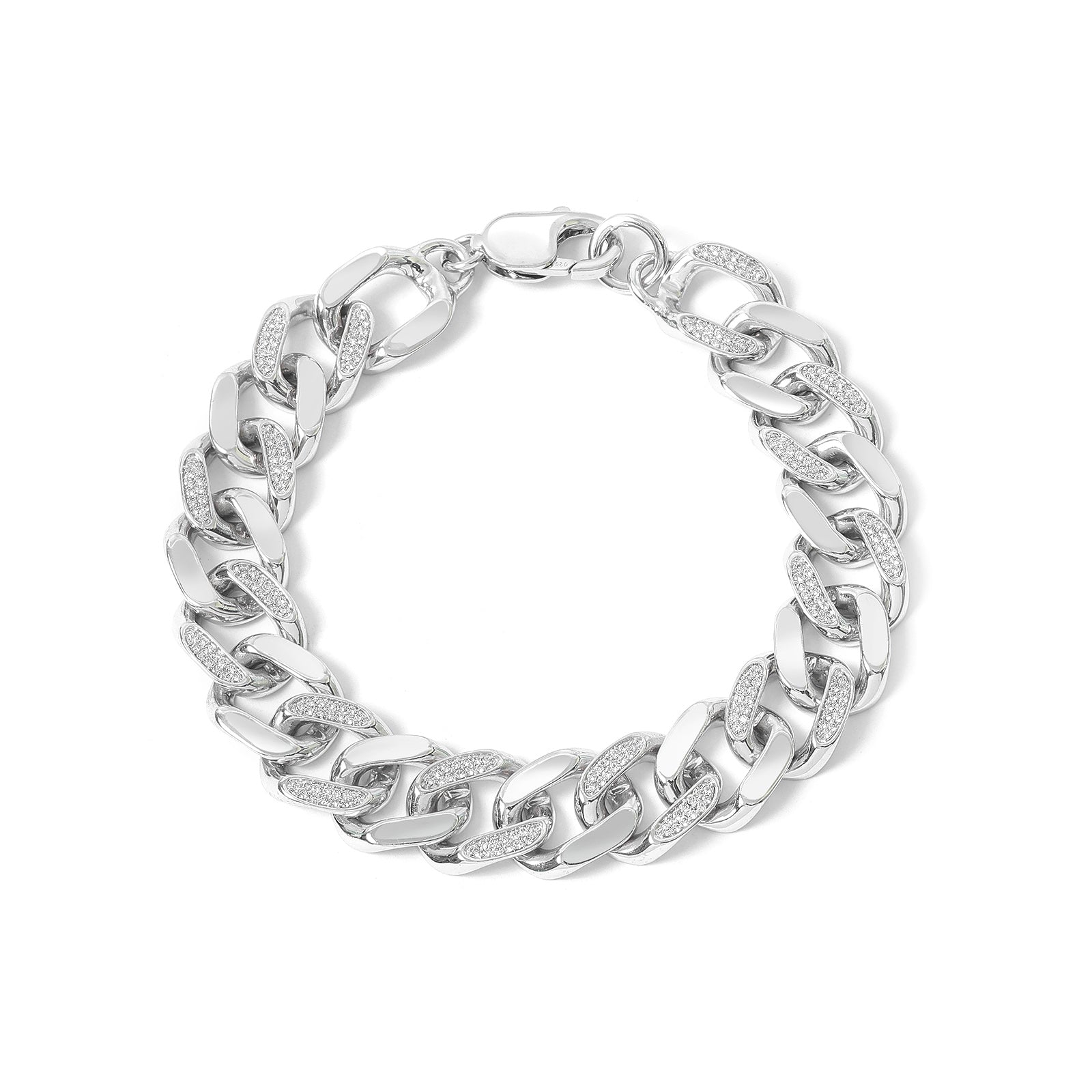 925 silver bracelet for man - Pure Silver Bracelet for Men &#8211; Glimmering Chain of Polished CZ