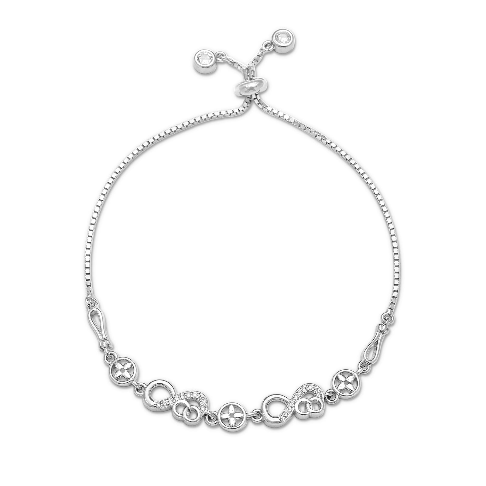 Uncategorized - Pure Silver Bracelet &#8211; Infinity Bracelet with Diamond Sparkle