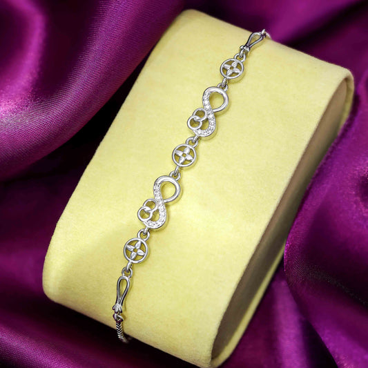Uncategorized - Pure Silver Bracelet &#8211; Infinity Bracelet with Diamond Sparkle