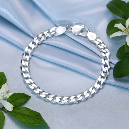 Mens Silver Jewellery - Pure Silver Bracelet &#8211; Luxe Cuban Link Model