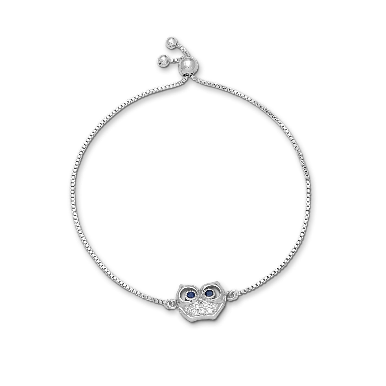 Silver Bracelets - Pure Silver Bracelet &#8211; Owl Charm in Wise Glimmer