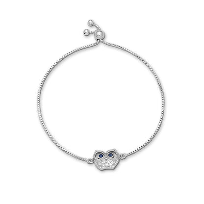 Silver Bracelets - Pure Silver Bracelet &#8211; Owl Charm in Wise Glimmer