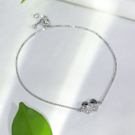 Silver Bracelets - Pure Silver Bracelet &#8211; Owl Charm in Wise Glimmer