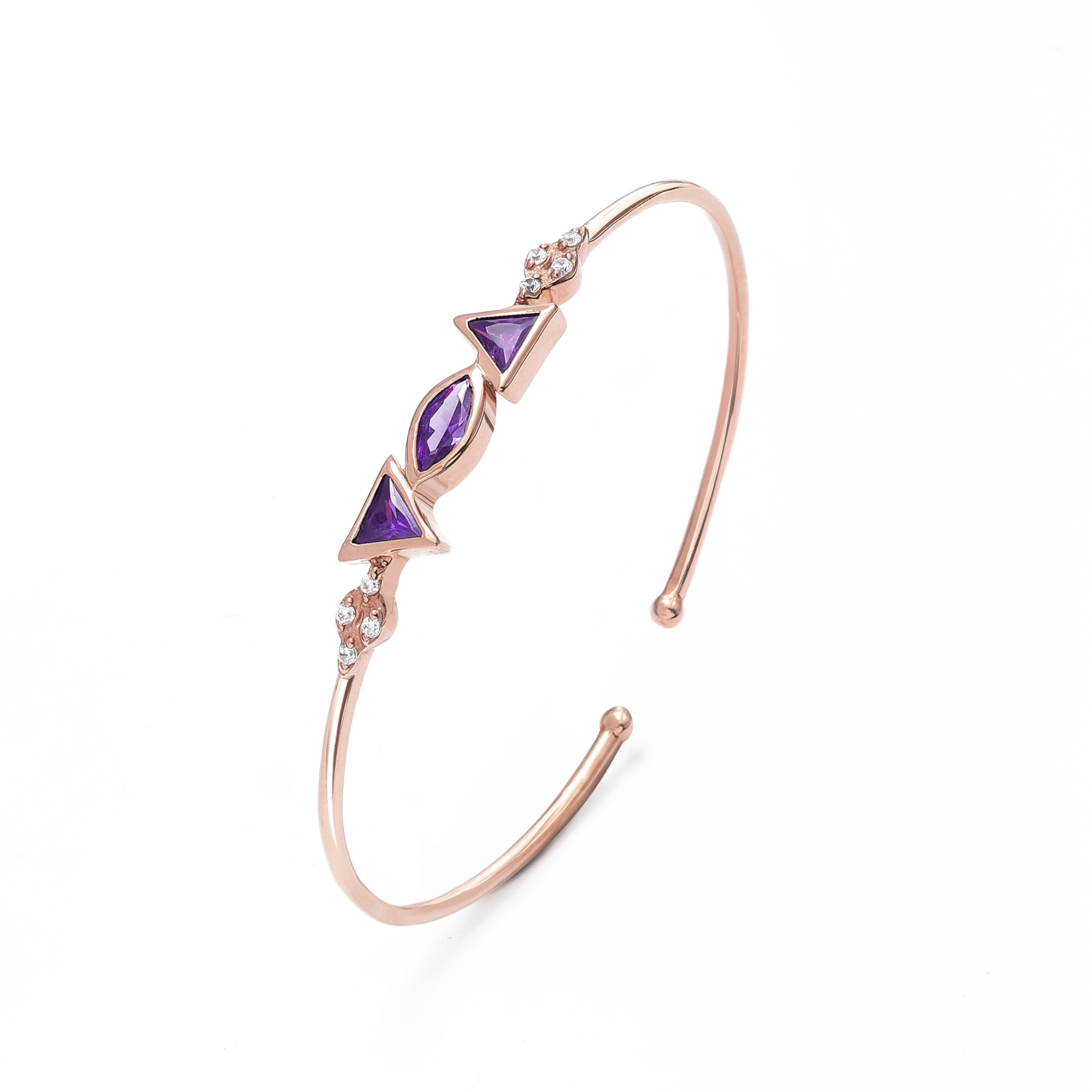 Silver Charm Bracelets - Pure Silver Bracelet for Women &#8211; Radiant Rose Gold With Blue Sapphire