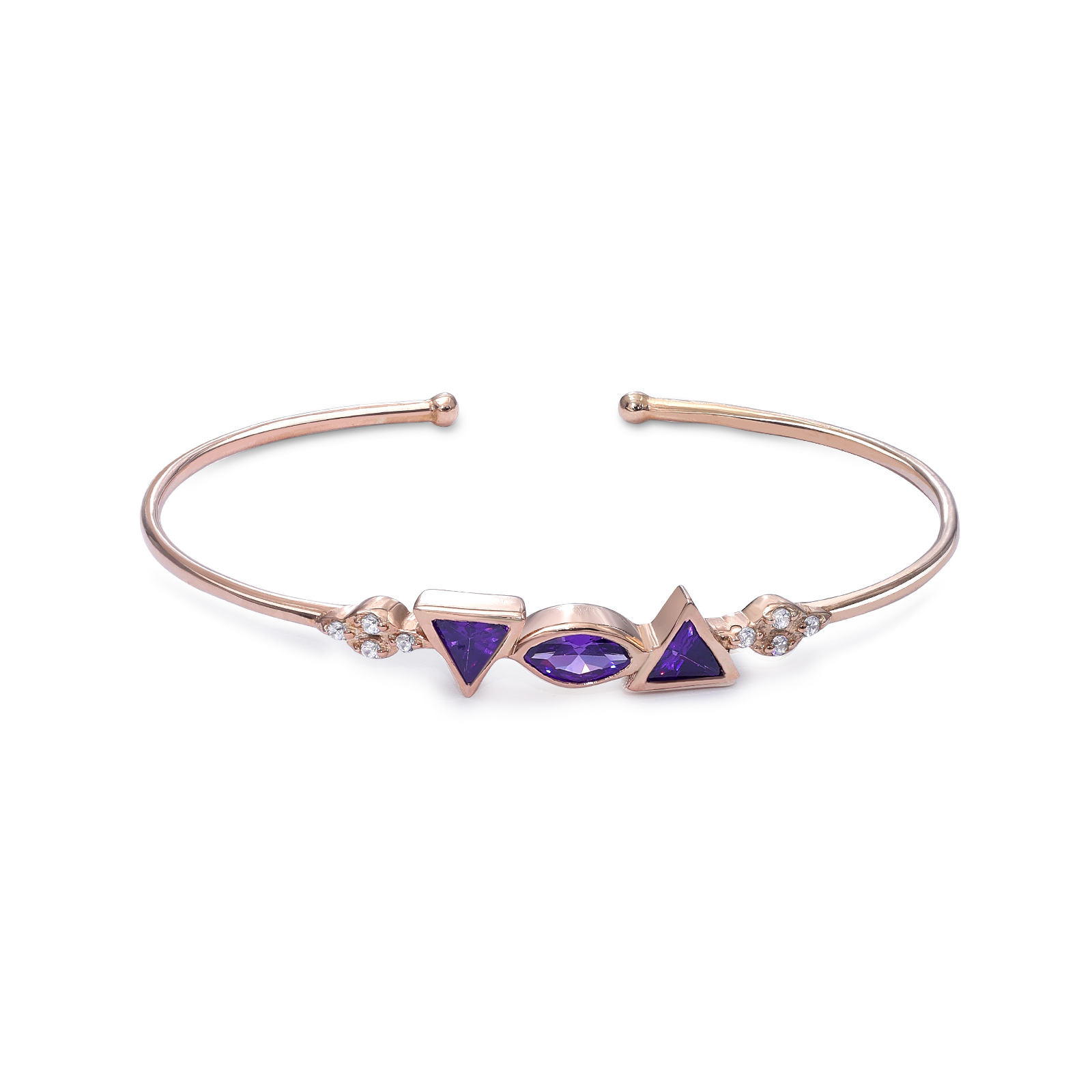 Silver bracelet - Pure Silver Bracelet for Women &#8211; Radiant Rose Gold With Blue Sapphire