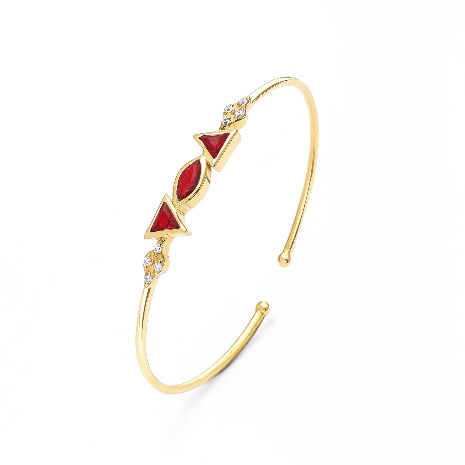 703 - Pure Silver Bracelet &#8211; Radiant Gold plated With Red Garnet