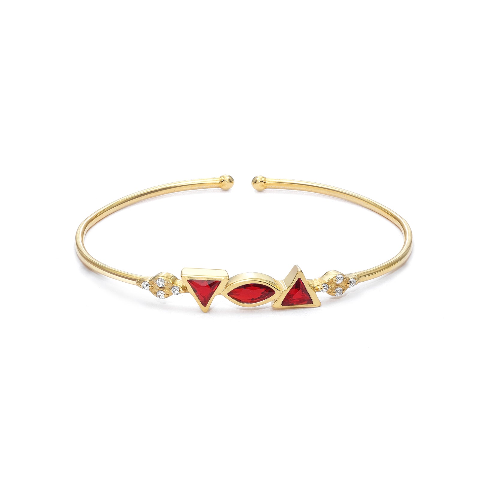 silver bracelet for women - Pure Silver Bracelet &#8211; Radiant Gold plated With Red Garnet