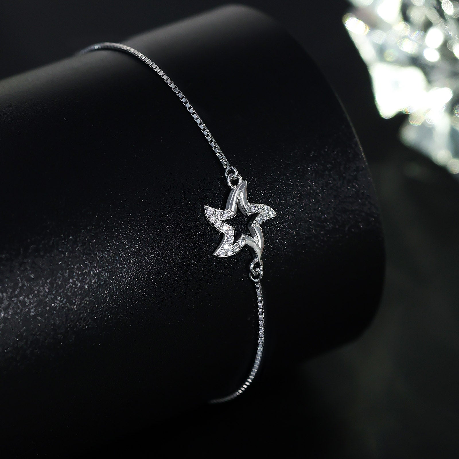 Silver Bracelets - Pure Silver Bracelet &#8211; Stellar Glow With Star Charm