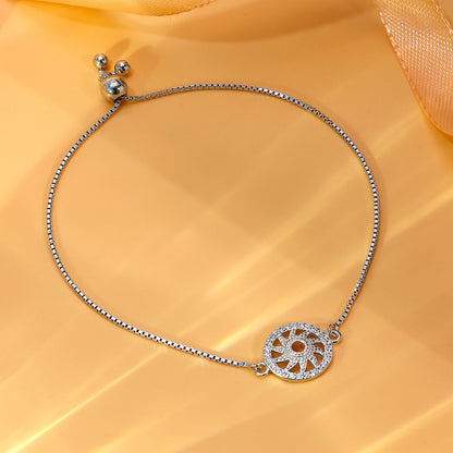 Silver Bracelets - Pure Silver Bracelet &#8211; Surya Chakra With CZ Accents