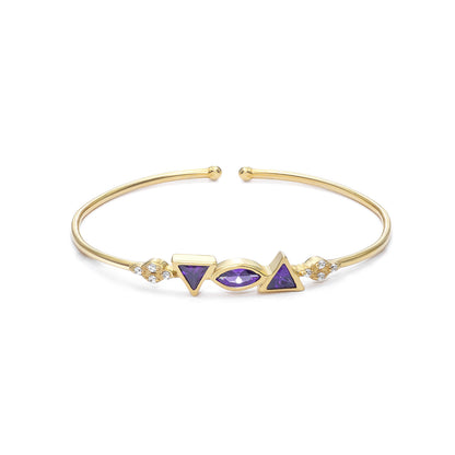 743 - Silver Bracelet for Women &#8211; Triangular Allure Amethyst Cuff