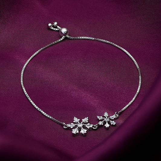 Silver Bracelets - Pure Silver Bracelet &#8211; Winter Radiance with Snowflake Crystal
