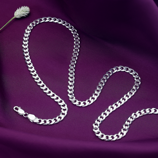 Men Silver Chain - Silver Chain for Men &#8211; Matte Finish Curb Chain