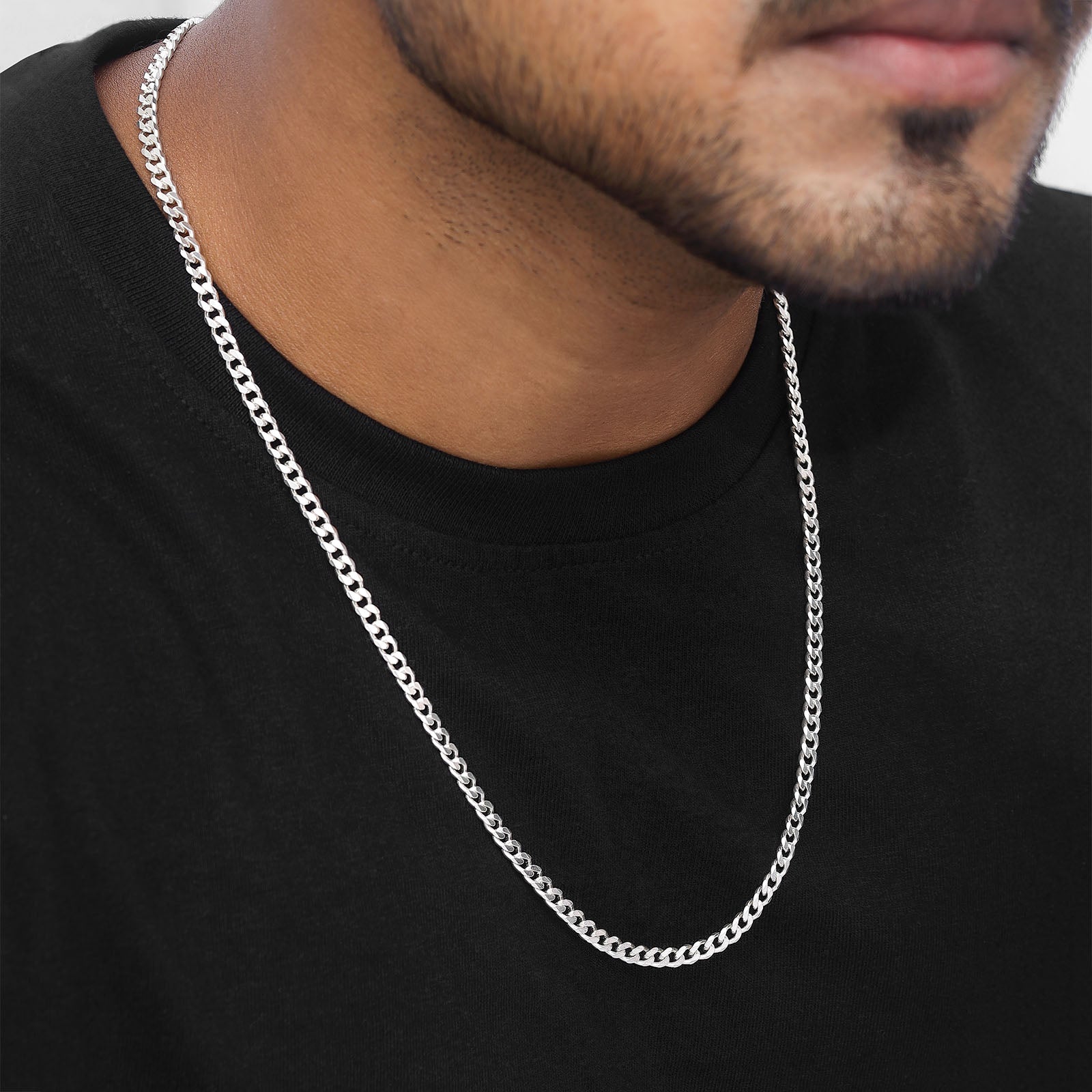 Silver Chains - Pure Silver Chain For Men &#8211; Matte Finish Curb Chain