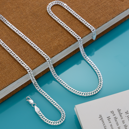 Men Silver Chain - Pure Silver Chain For Men &#8211; Textured Sturdy Cuban Link