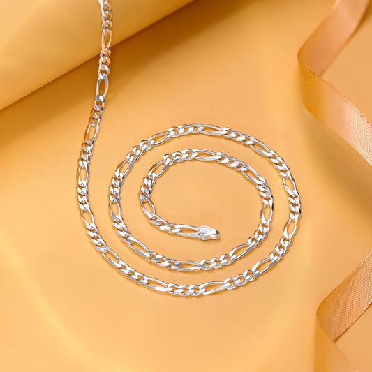 Silver Chains - Pure Silver Chain &#8211; Sleek Figaro Link for Men