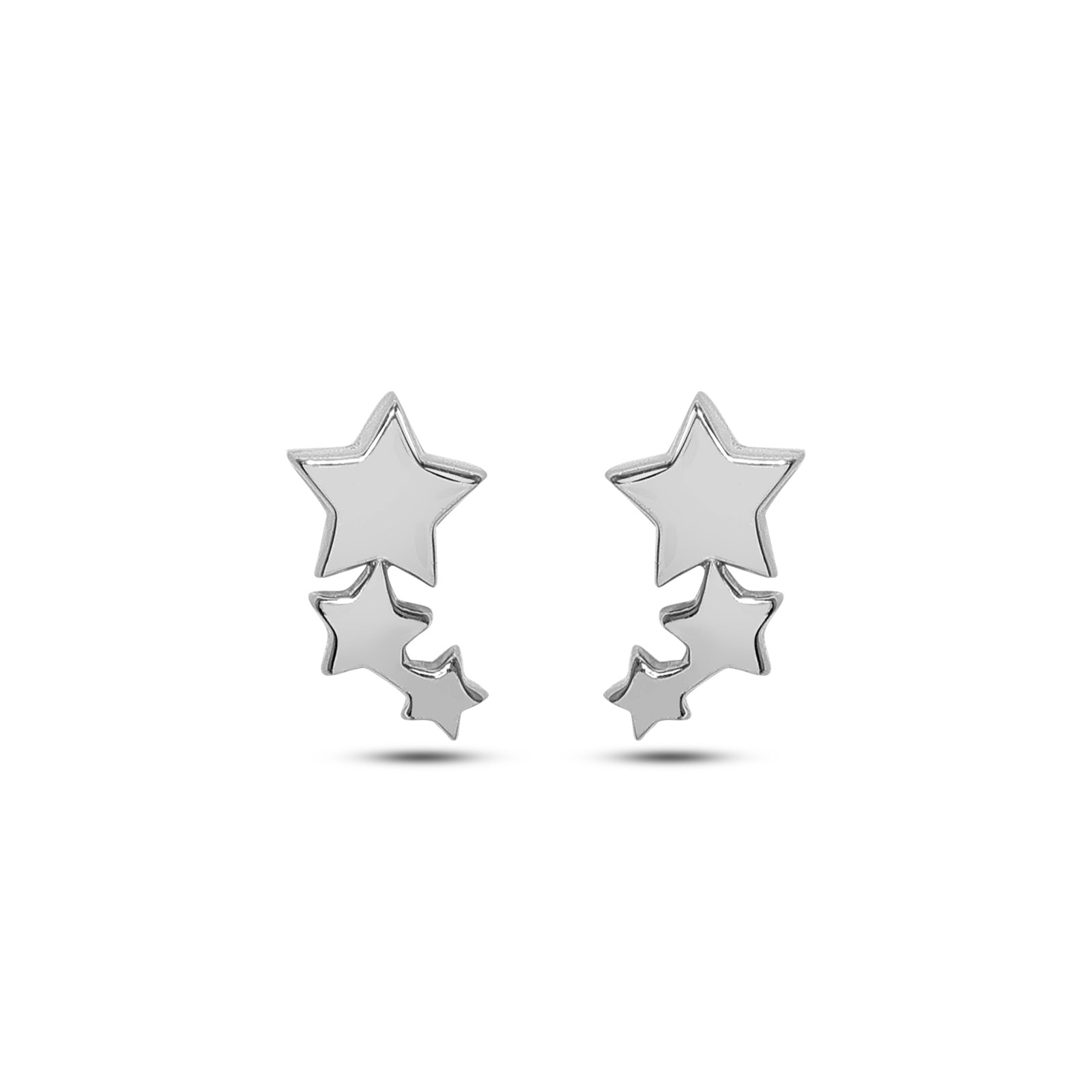 Uncategorized - Pure Silver Earrings &#8211; Celestial 3-Star Stud Earrings