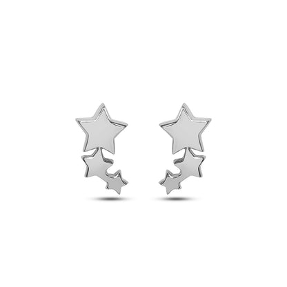 Uncategorized - Pure Silver Earrings &#8211; Celestial 3-Star Stud Earrings