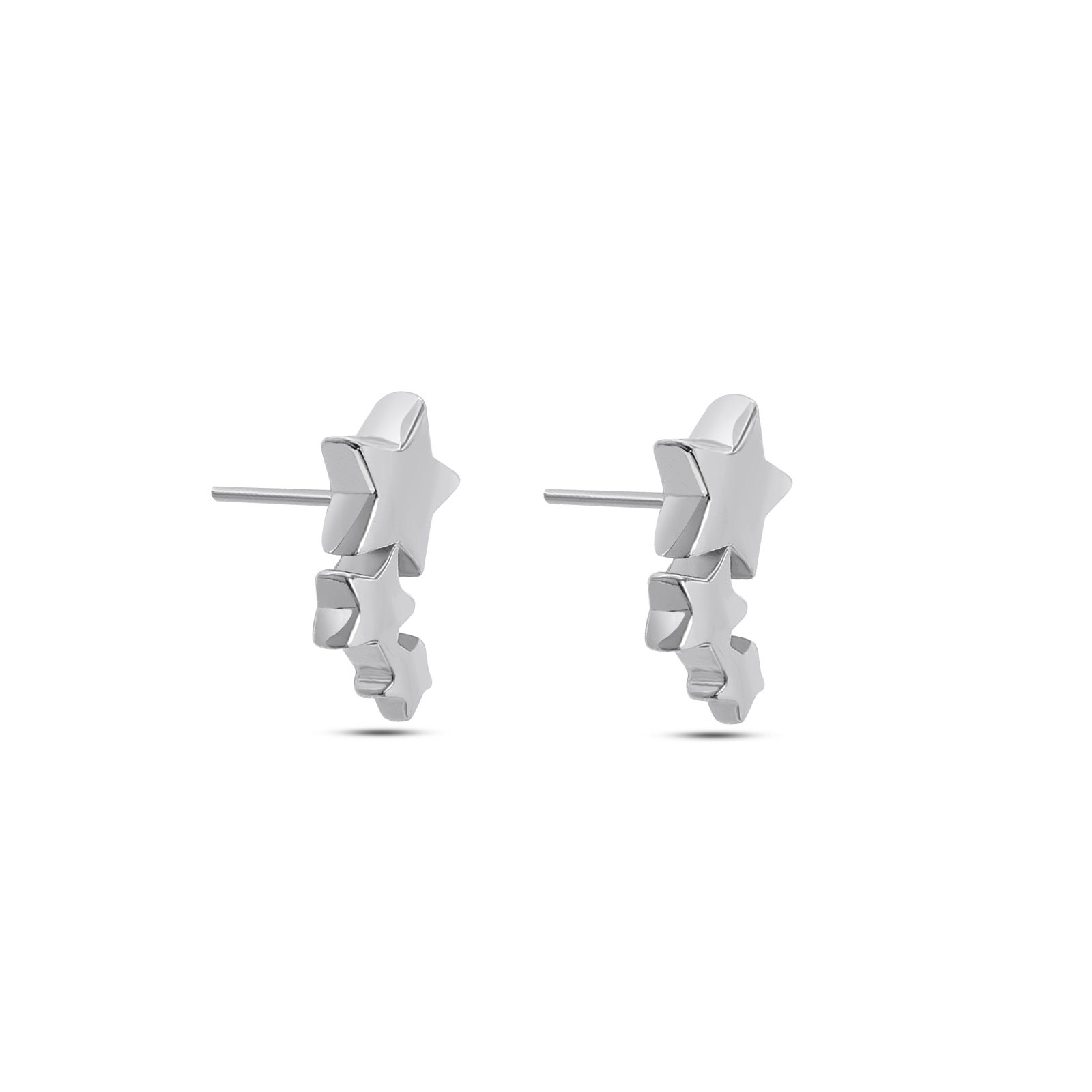 Uncategorized - Pure Silver Earrings &#8211; Celestial 3-Star Stud Earrings