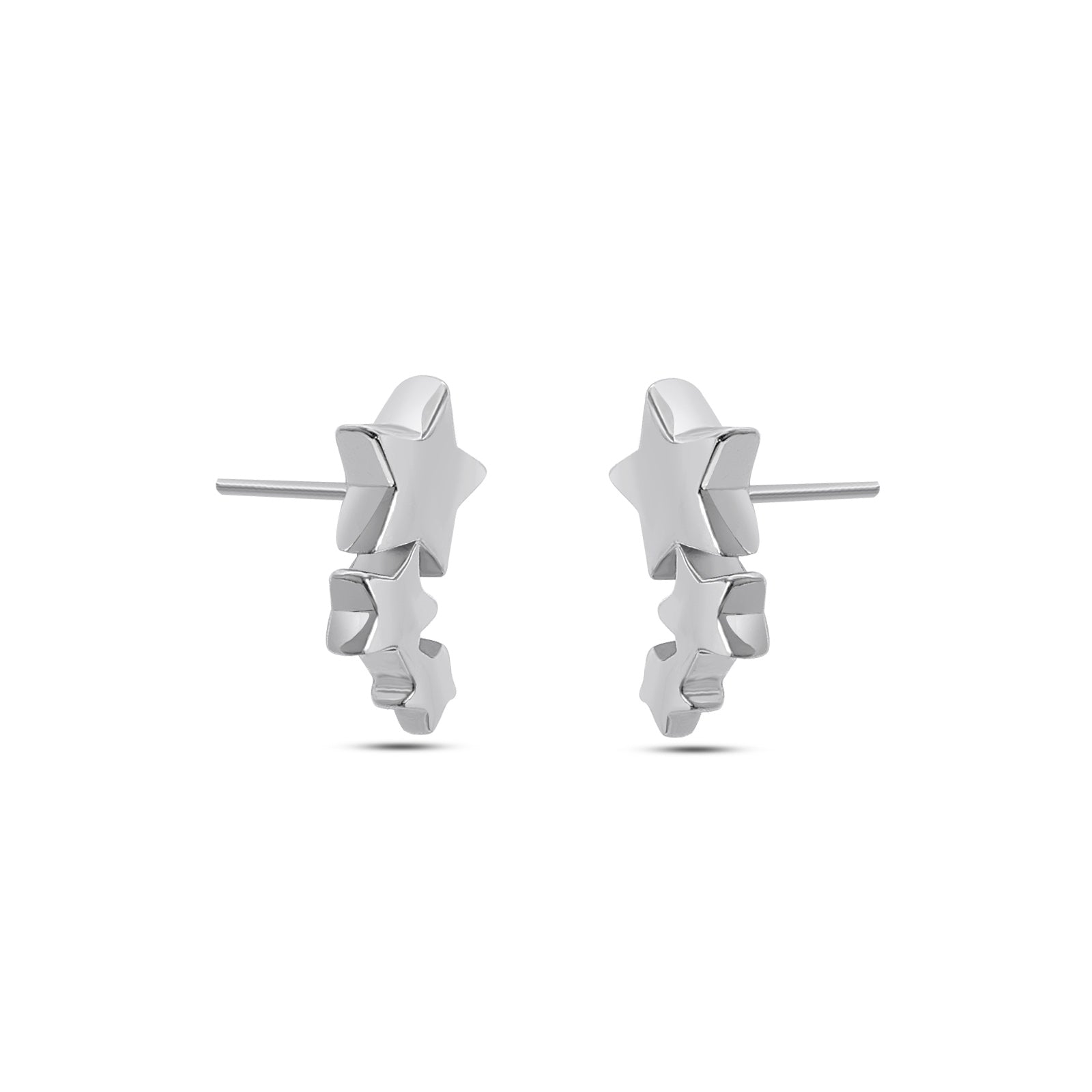 Uncategorized - Pure Silver Earrings &#8211; Celestial 3-Star Stud Earrings
