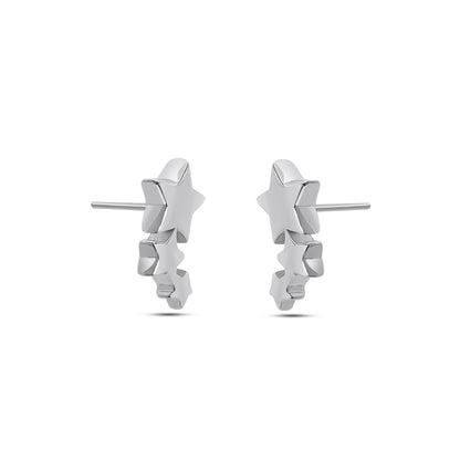 Uncategorized - Pure Silver Earrings &#8211; Celestial 3-Star Stud Earrings