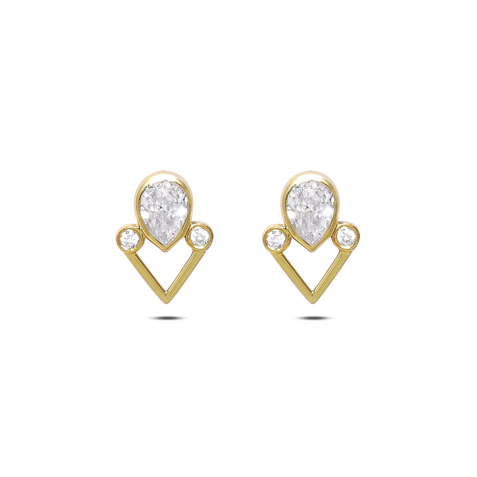 Silver stud - Pure Silver Earrings &#8211; Dew Drop in Zirconia Heart