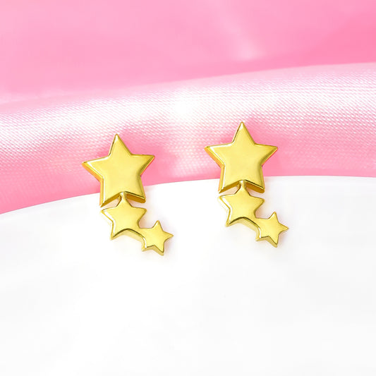 Uncategorized - Pure Silver Earrings: Elegant Gold Star Earrings