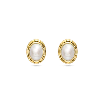 Uncategorized - Pure Silver Earrings &#8211; Gleaming Gold-Plated Pearl Stud