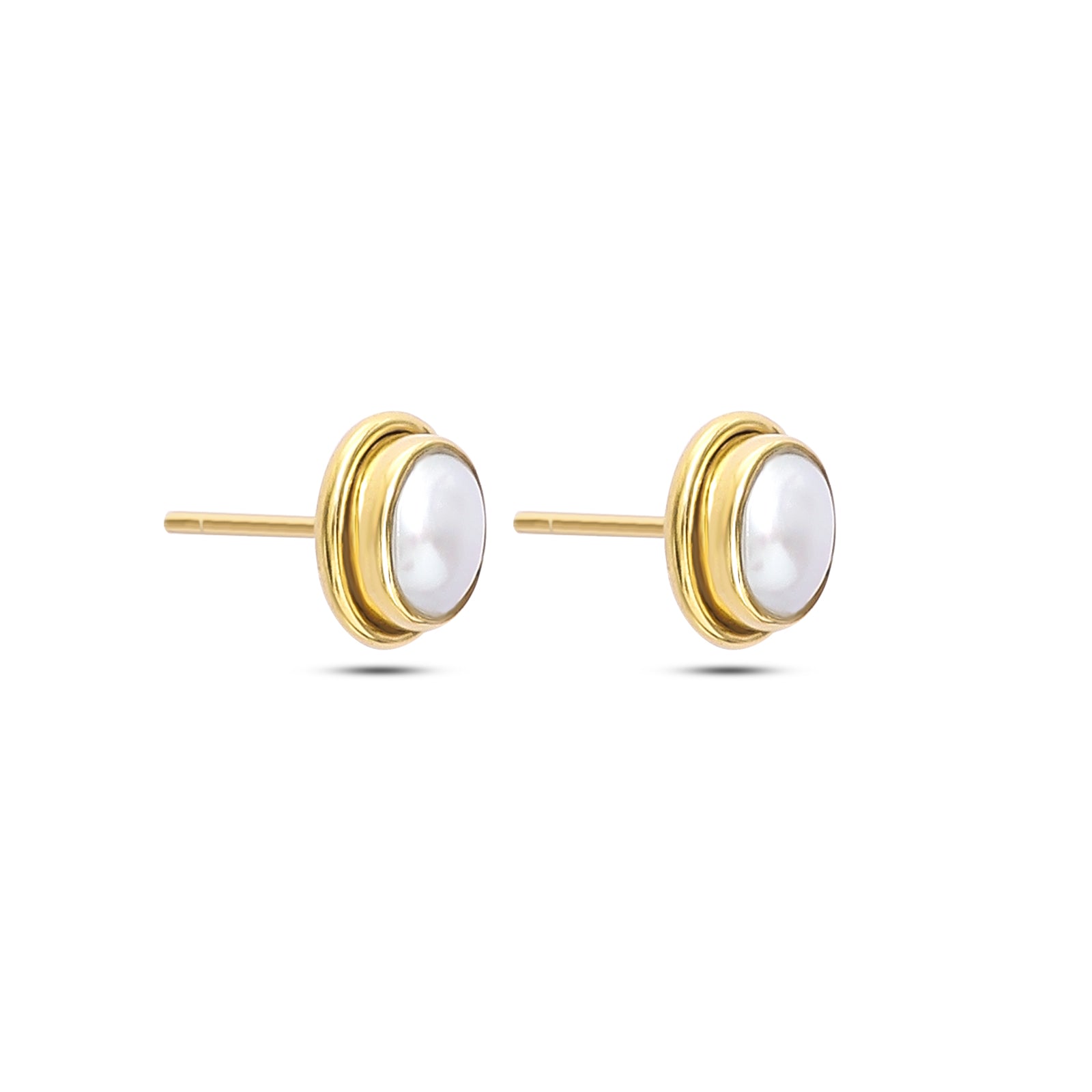 Uncategorized - Pure Silver Earrings &#8211; Gleaming Gold-Plated Pearl Stud