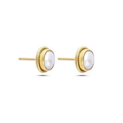 Uncategorized - Pure Silver Earrings &#8211; Gleaming Gold-Plated Pearl Stud