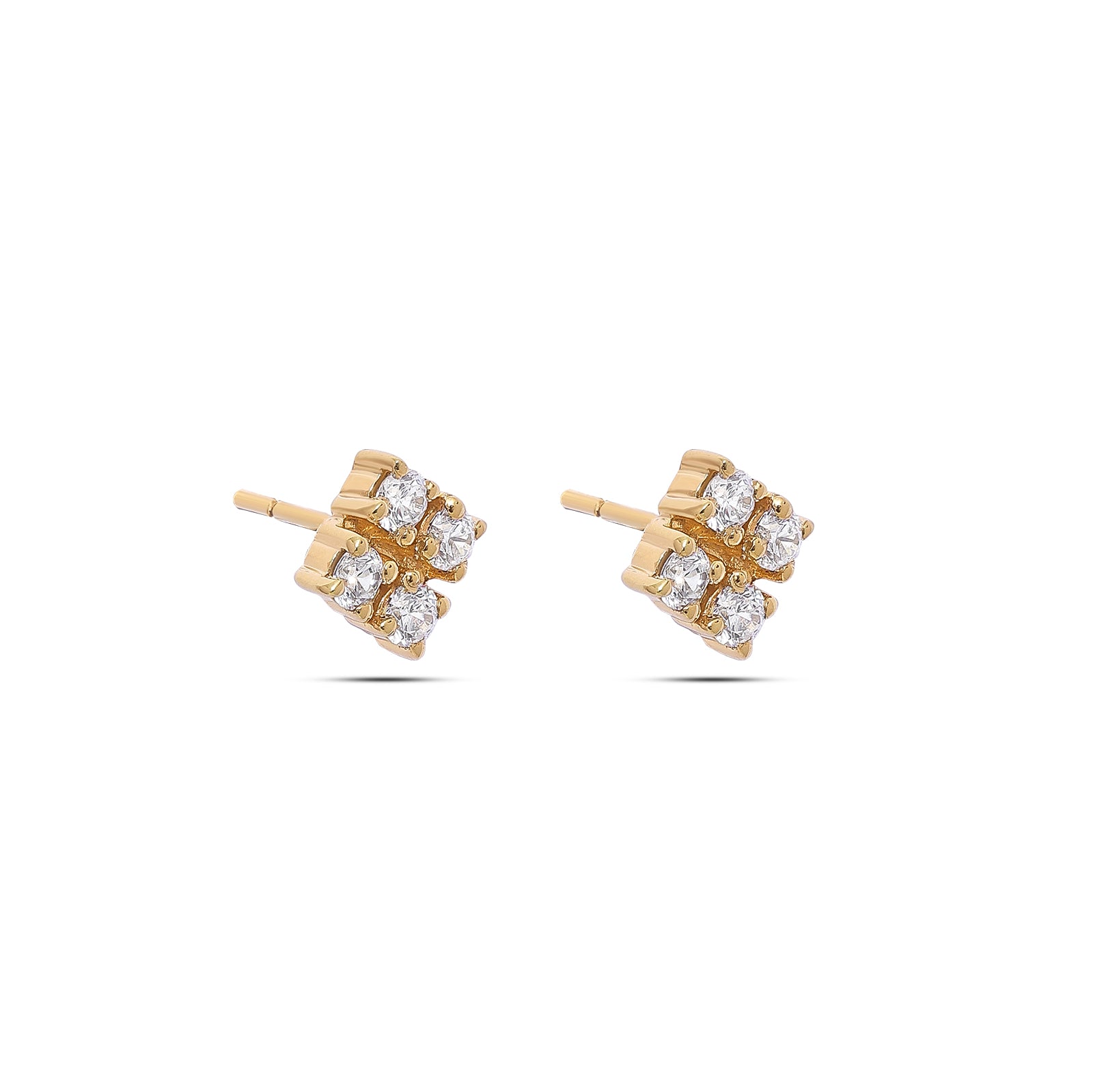 Uncategorized - Pure Silver Earrings &#8211; Quartet of CZ Brilliance