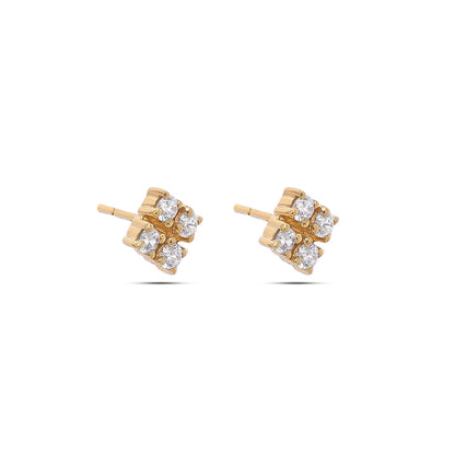 Uncategorized - Pure Silver Earrings &#8211; Quartet of CZ Brilliance
