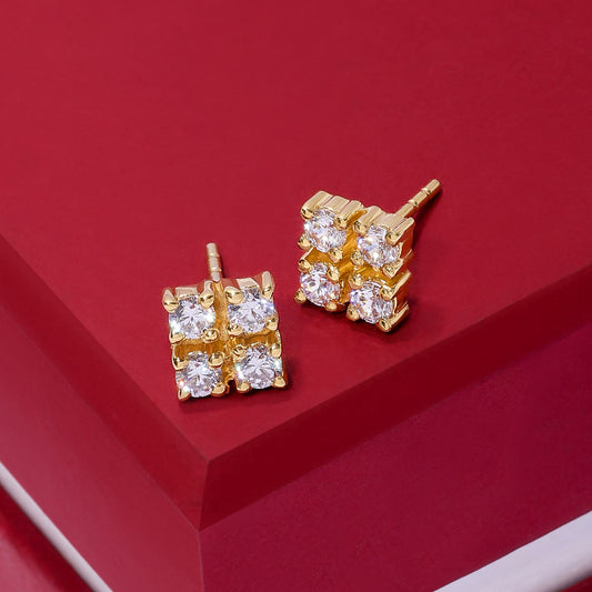 Uncategorized - Pure Silver Earrings &#8211; Quartet of CZ Brilliance