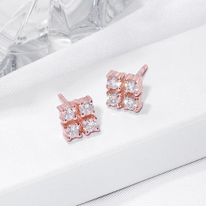 Silver Earrings - Pure Silver Earrings &#8211; Quartet of CZ Brilliance