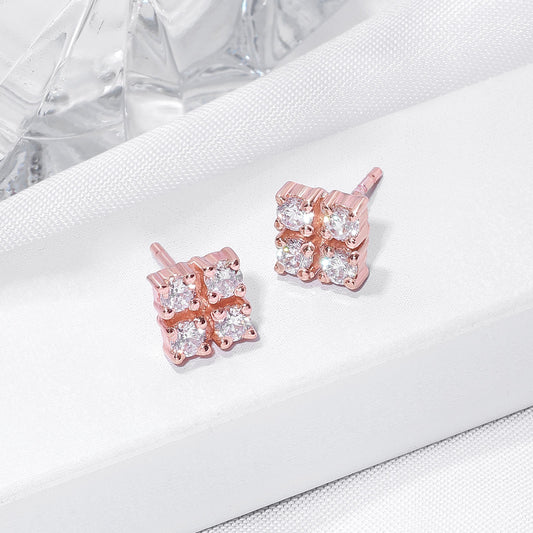Silver Earrings - Pure Silver Earrings &#8211; Quartet of CZ Brilliance