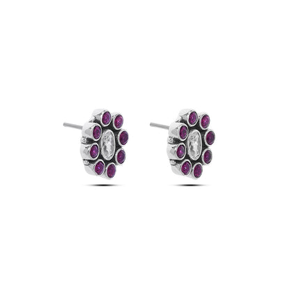 925 silver earrings - Pure Silver Earrings &#8211; Ruby Glow Oval with CZ Center