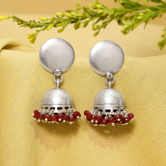 Uncategorized - Pure Silver Earrings &#8211; Scarlet Red Beads Dazzle