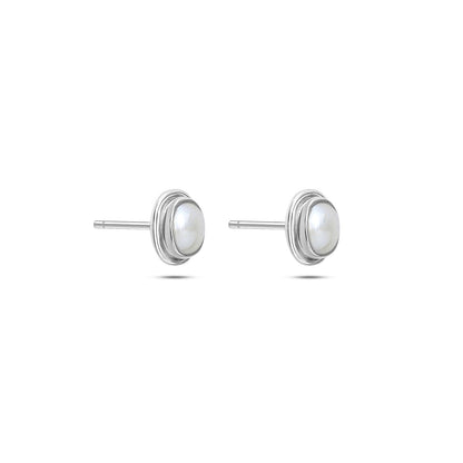 161 - Pure Silver Earrings &#8211; Timeless Classic Oval Pearl
