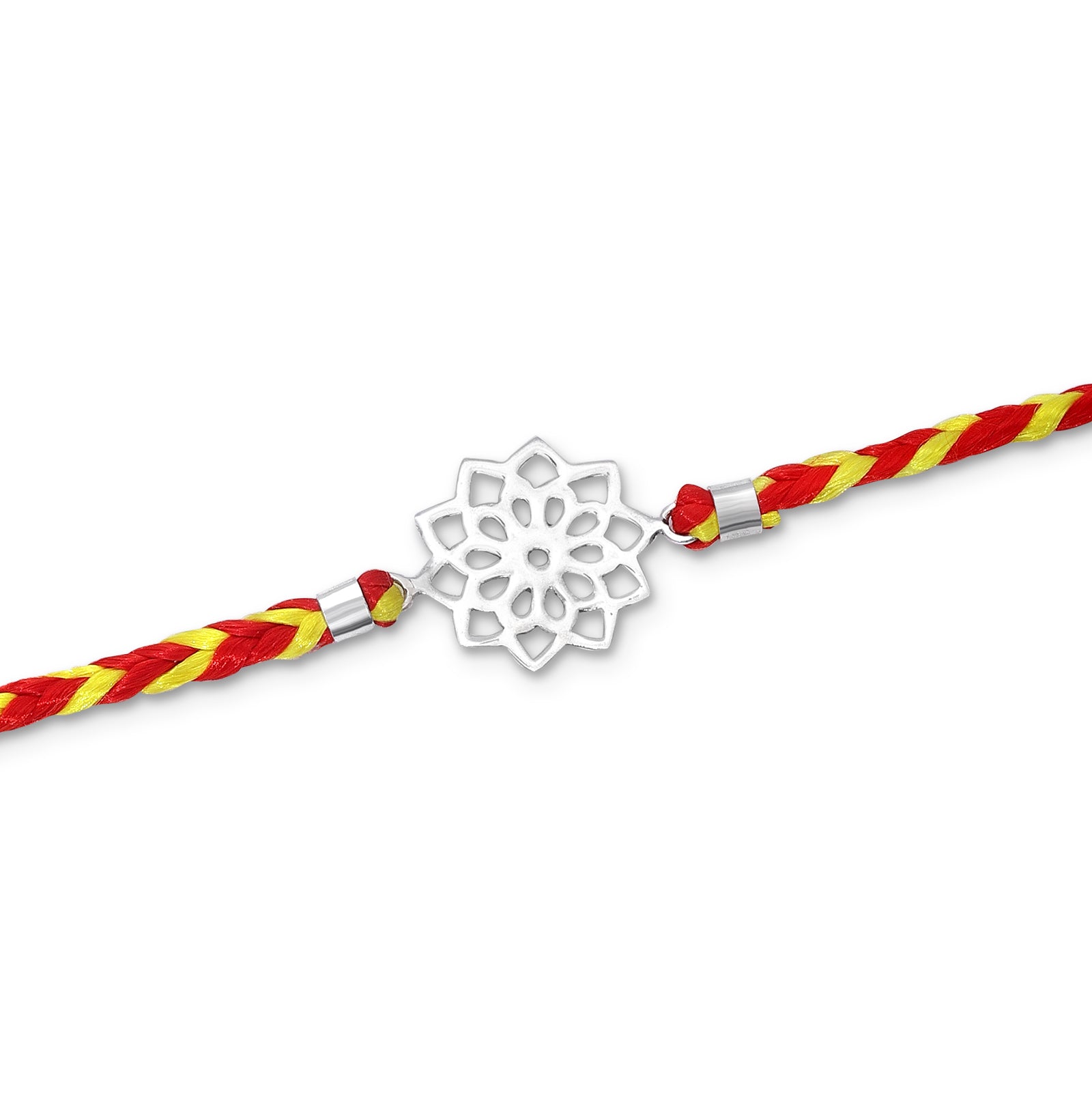 71 - Pure Silver Flower Charm Rakhi &#8211; Elegant Thread Delight