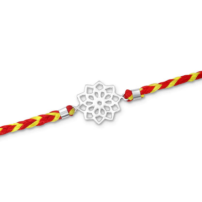 71 - Pure Silver Flower Charm Rakhi &#8211; Elegant Thread Delight