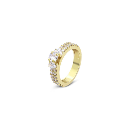 61 - Pure Silver gold plated Ring &#8211; Plain Round Delight With Rich Stones