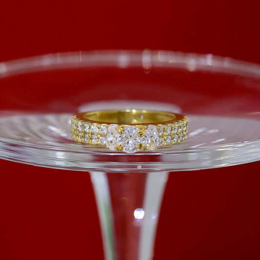 Gold Ring - Pure Silver gold plated Ring &#8211; Plain Round Delight With Rich Stones
